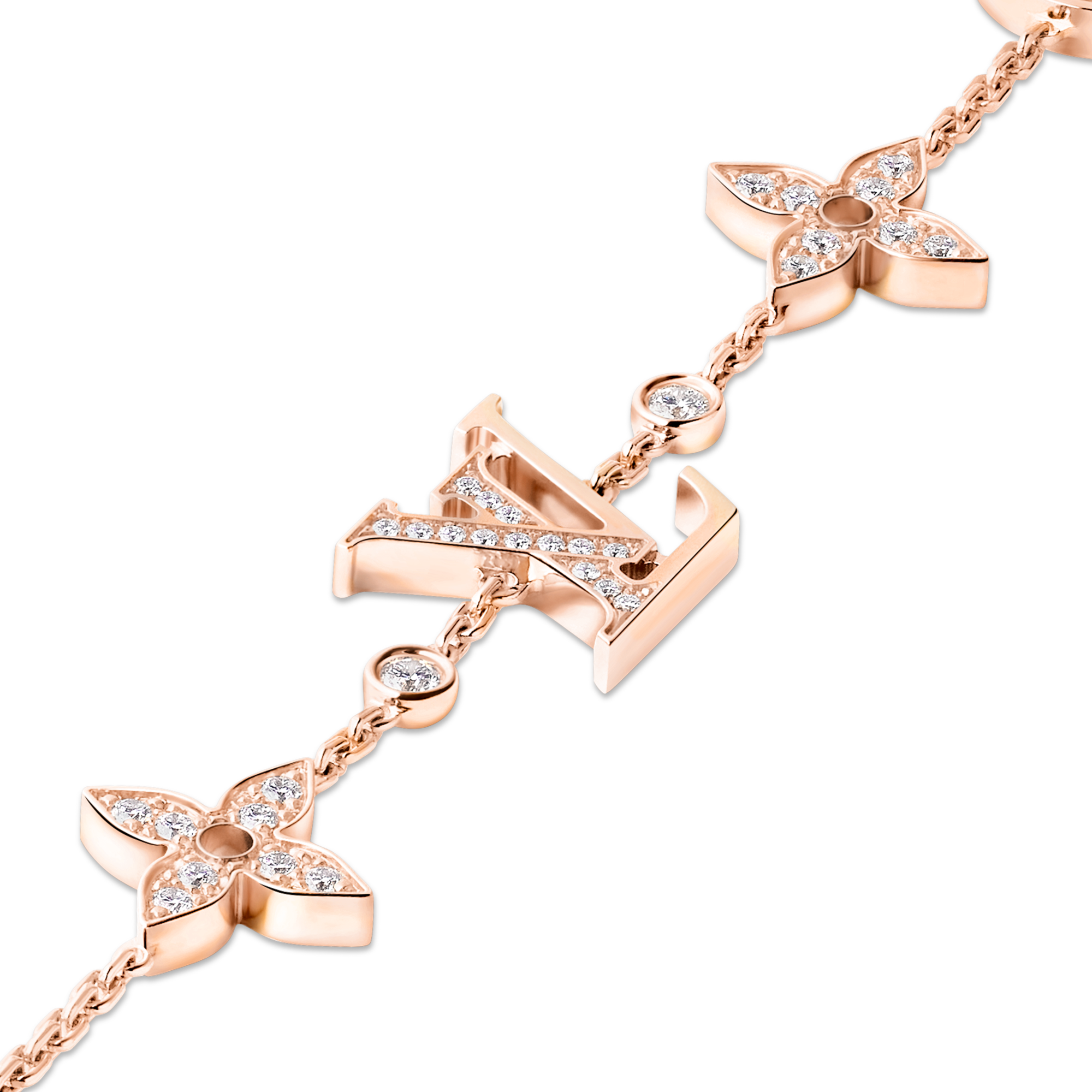 Idylle Blossom Multi-Motif Bracelet, Pink Gold and Diamonds